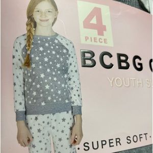 BCBG Girls Youth 4-Piece Sleep Set Gray and White. SOFT and COMFY Size: LG 14-16